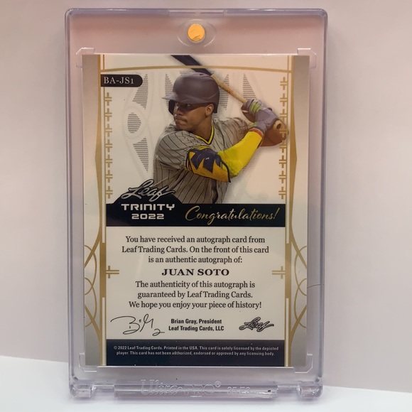 2022 Leaf Trinity Juan Soto Padres Auto 31/50 #BA-JS1 (MISC9) - Picture 2 of 2